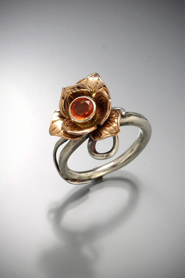 Mexican fire opal flower ring