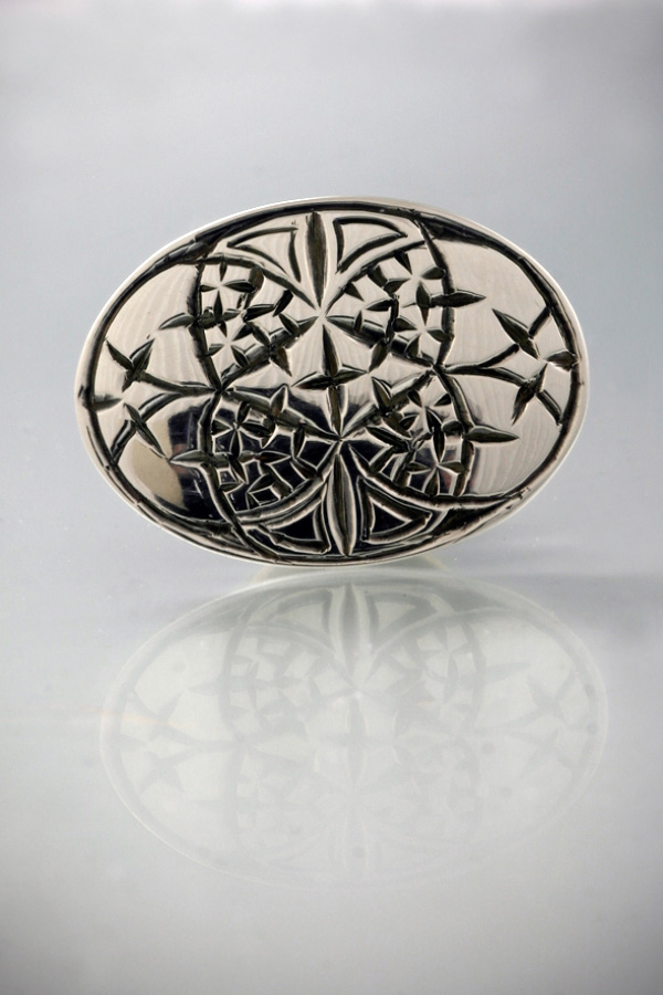 Hand Engraved Sterling Silver Pin