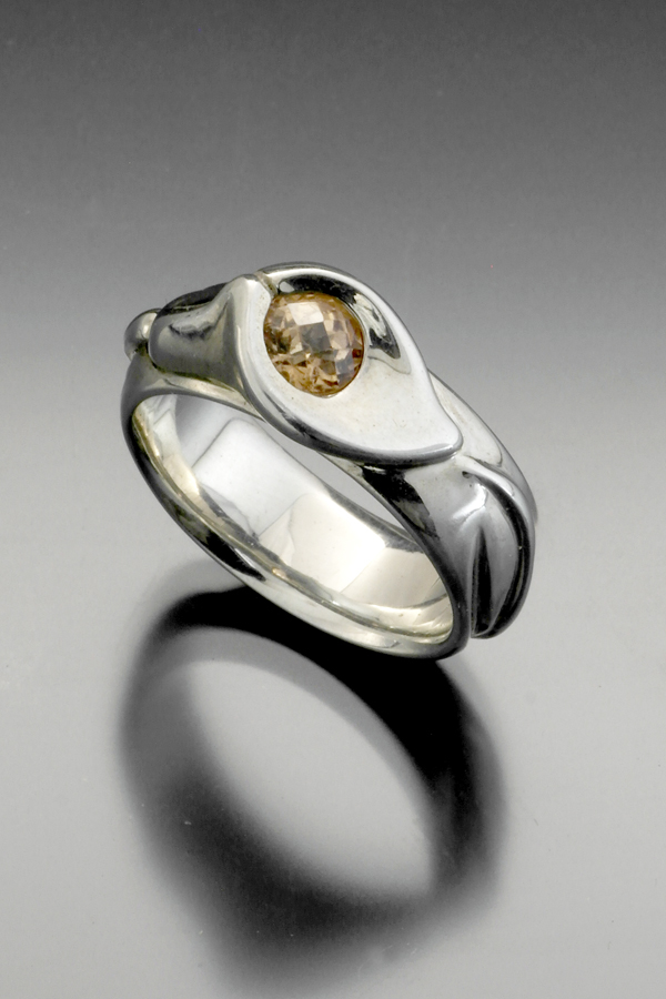 sterling silver ring with peach garnet by Terese Millmann