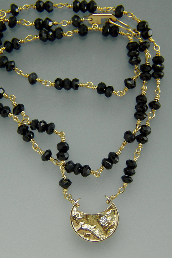 Reticulated gold diamond & spinel necklace by Terese Millmann