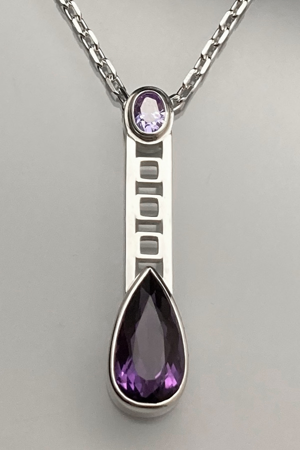 constructed sterling silver & amethyst pendent by Terese MillmannPendent