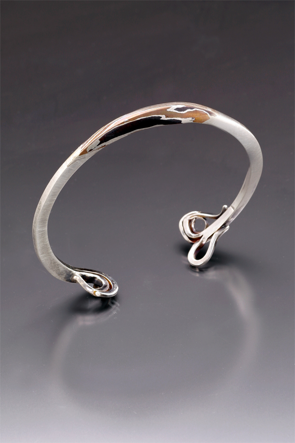 Sterling silver, copper & shakudo mokume bracelet